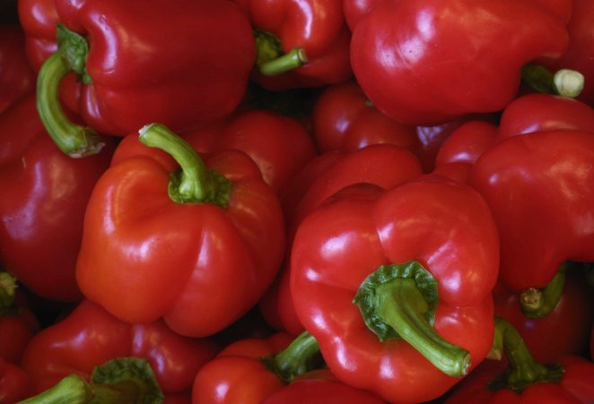 Fresh red bell peppers